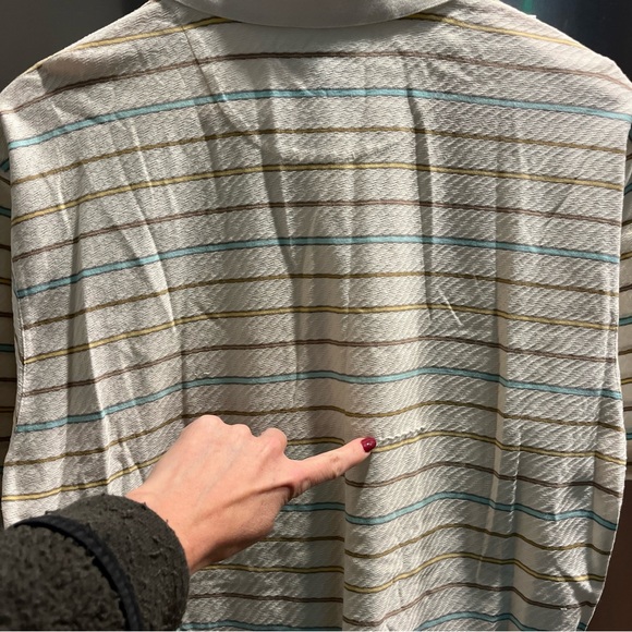 Tiger Woods Golf POLO Shirt beige Tan Blue Horizontal Striped Cotton mens
Medium - Picture 3 of 16
